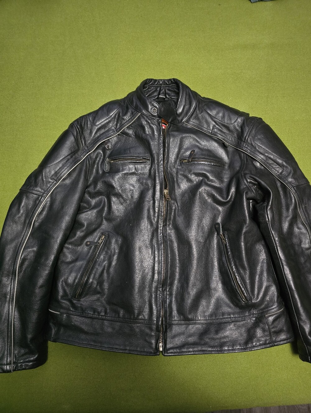 One Stop Biker Shop black leather motorcycle jacket
